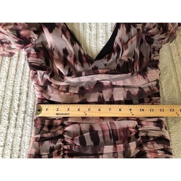 Zara Brown Draped Tulle Mini Dress Size M - Picture 9 of 14